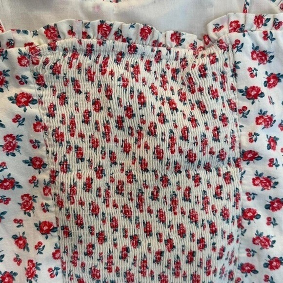 Zara Red & White Floral Corset Linen Blend Top Size XS - Picture 8 of 8
